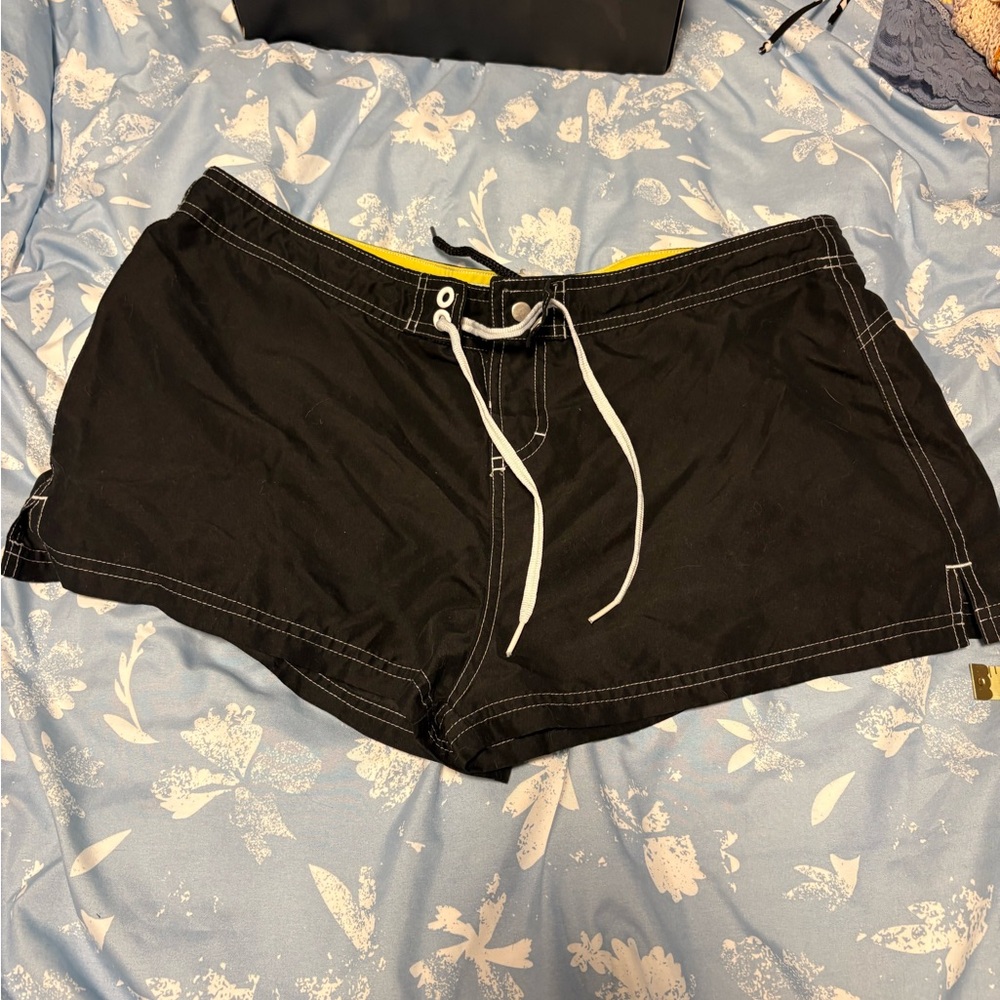 Nike Women's Black Athletic Shorts with White Accents